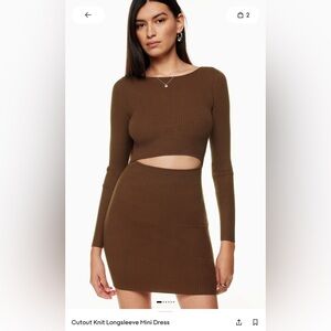 Wilfred Chocolate Long Sleeve Cut-Out Dress